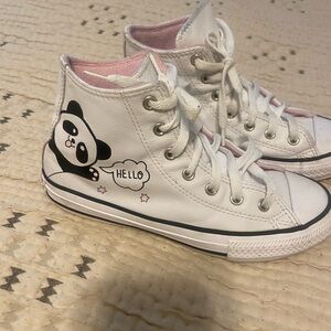 Converse Kids High-Top Sneakers with Panda Design - White
